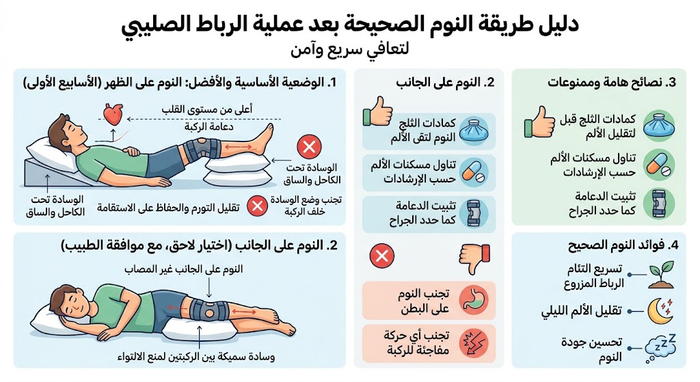 طريقة النوم الصحيحة بعد عملية الرباط الصليبي