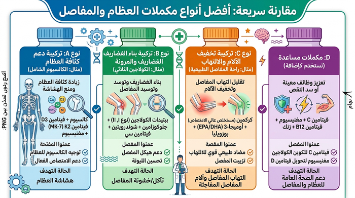 أفضل حبوب فيتامين للعظام والمفاصل 