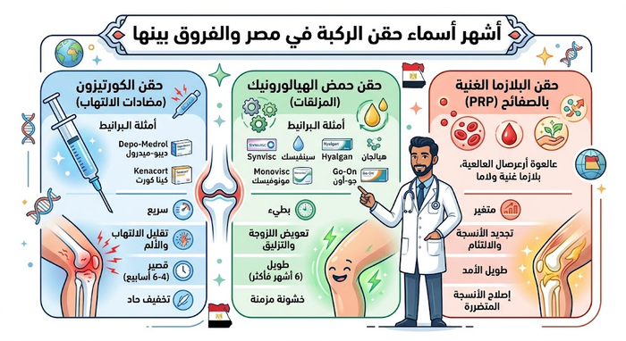 أنواع و أسماء حقن الركبة